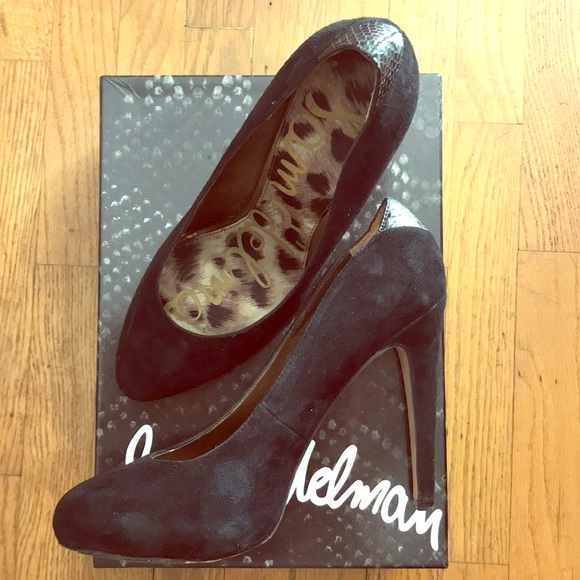 Sam Edelman-Yasmine Black Suede Heels - Picture 1 of 4